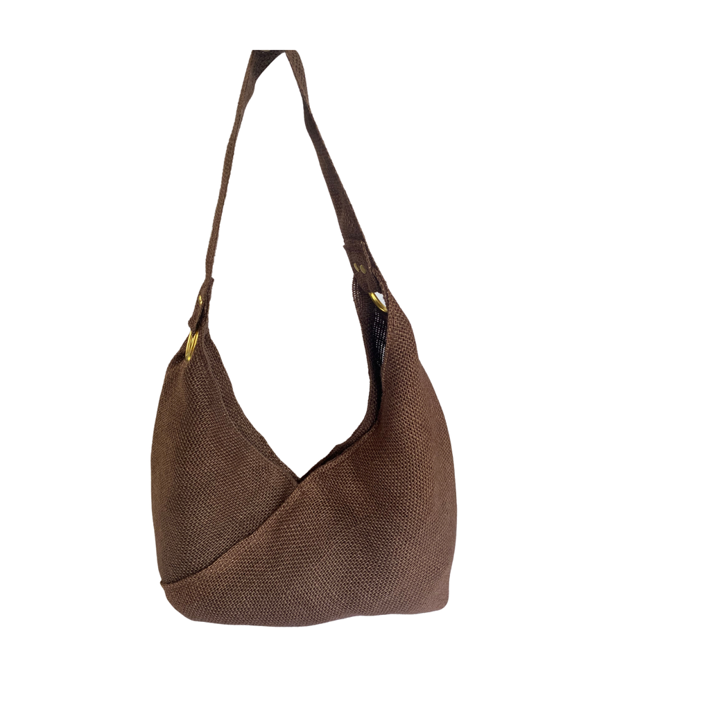 Summer Tan Jute Hobo Bag