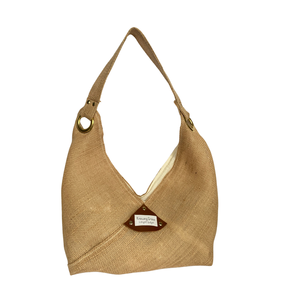 Summer Tan Jute Hobo Bag