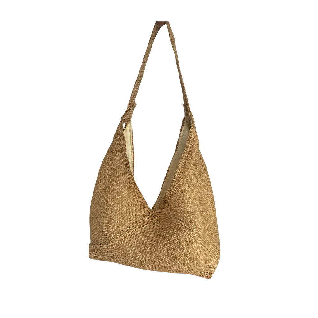 Summer Tan Jute Hobo Bag